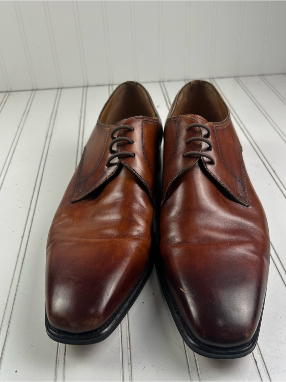 Magnanni Andros Brown Leather Lace-Up Derby Loafers Menโs Size 12 $625 - Picture 2 of 11